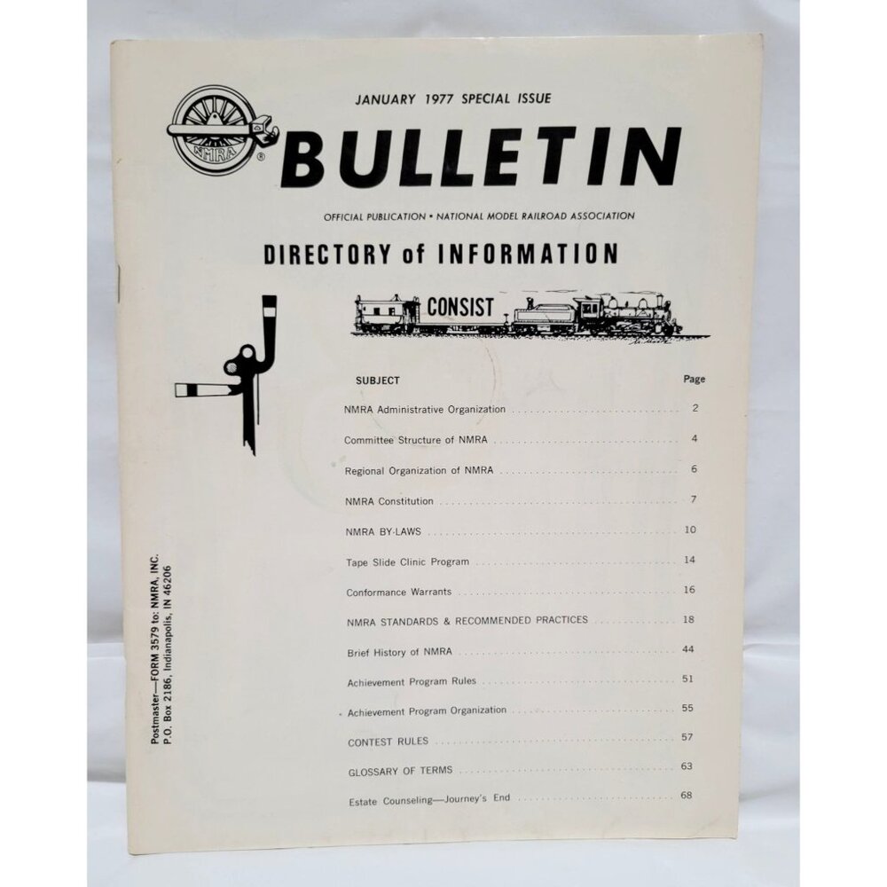 January 1977 NMRA Bulletin Special Issue Directory Of Information
